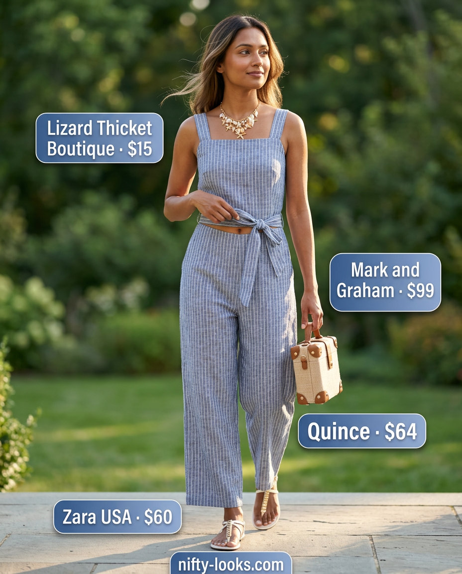 Coral linen summer romper outfits for women 2026 styled as a maxi dress for vacation with strappy sandals.