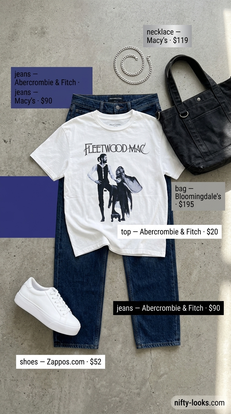 Casual NYC Summer Outfits for Women 2026: Coffee Run Style Casual NYC summer outfit for women 2026: Dark wash jeans, charcoal graphic tee, white sneakers, and canvas tote for coffee runs.