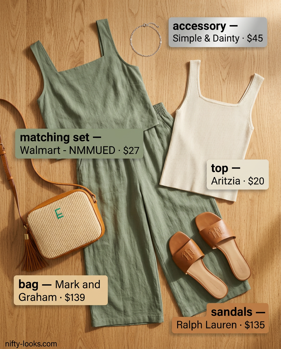 Effortless linen co-ord summer square neck outfit for women 2026, perfect for brunch.