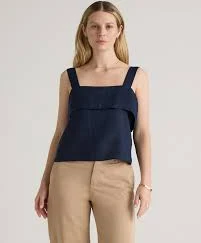 top 100% European Linen Square Neck Tank Quince $34.9