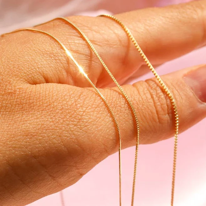 accessory 14K Gold Box Chain Necklace Etsy - DesignGoldJewelry $136.75