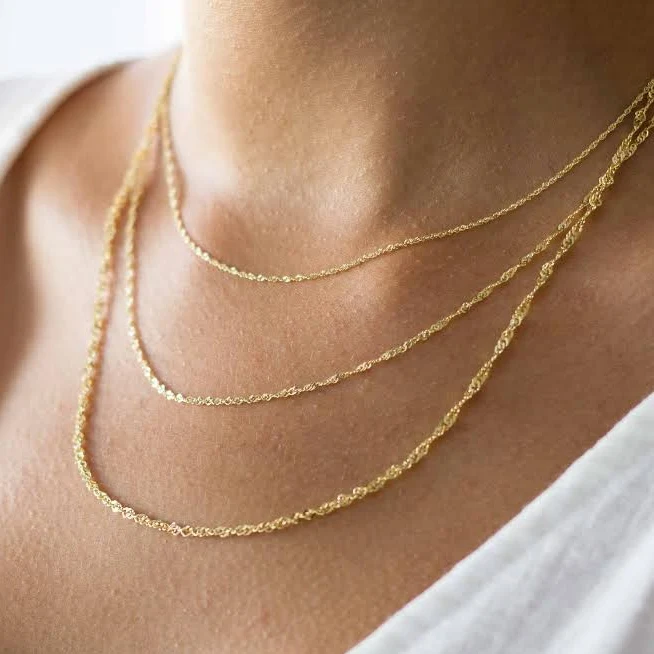 accessory 14K Gold Dainty Singapore Chain Necklace Etsy - DesignGoldJewelry $149.58