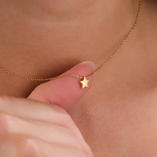 accessory 14K Gold Dainty Star Pendant Necklace Etsy - Seller $18.57