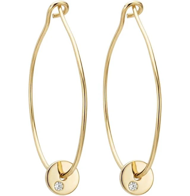 accessory 14K Gold Diamond Hoop Earrings (Pair) Helen Ficalora $295