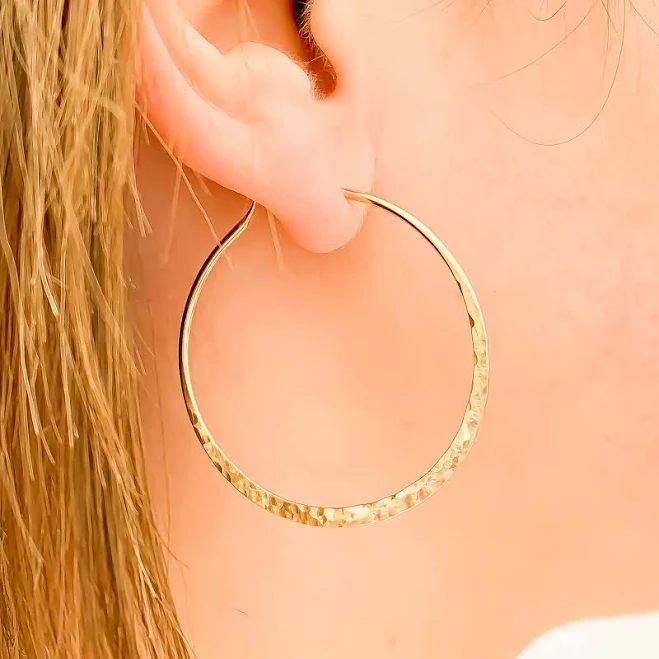 accessory 14K Gold-Filled Hammered Hoop Earrings Etsy - hoopsbyhand $33.98