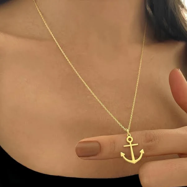 accessory 14K Solid Gold Anchor Pendant Necklace Etsy - Seller $28.8