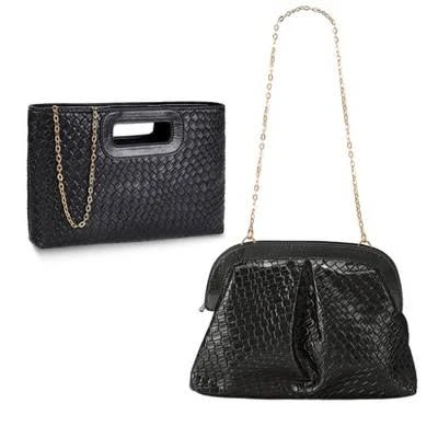 bag 2-Pack Women's Woven PU Leather Crossbody Evening Handbags with Removable Gold Chain Target $32.99