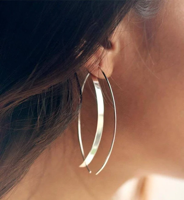 accessory 925 Silver Geometric Hoops Etsy - VEATGE $75.65