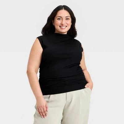 top A New Day Women's Slim Fit Ribbed Mock Neck Tank Top Target $15