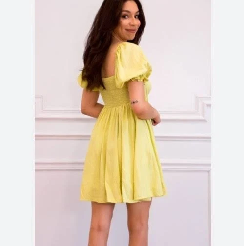 dress Abercrombie And Fitch Bright Yellow Puff Sleeve Smocked Cotton Mini eBay $22