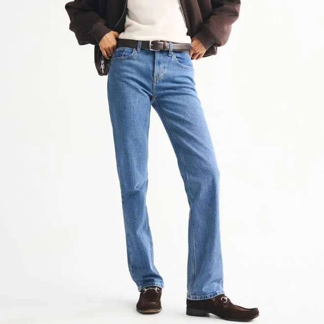 bottoms Abercrombie & Fitch Women's Mid Rise 90s Straight Jean Abercrombie & Fitch $72