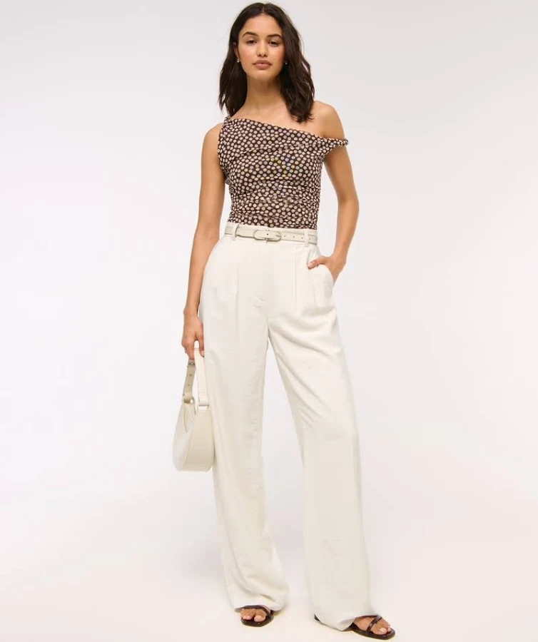 bottom Abercrombie & Fitch Women's Sloane Crepe Tailored Wide Leg Pants Abercrombie & Fitch $39.99