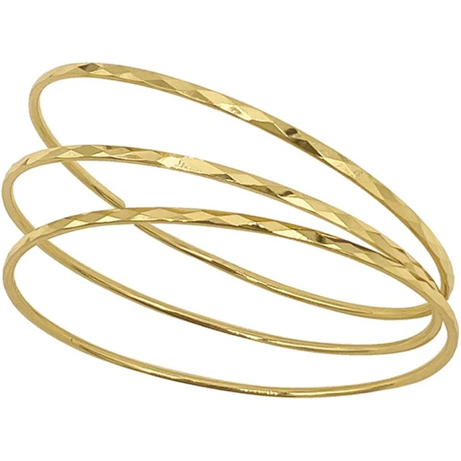 accessory Adornia Women's 14K Gold-Tone Plated Hammered Bangle Set (3 Pieces Macy's $15.4