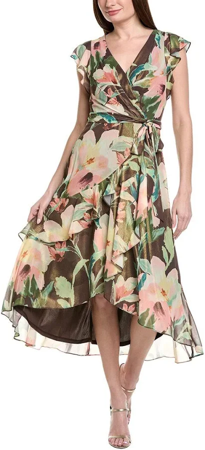 dress Adrianna Papell Flutter Sleeve High-Low Midi Wrap Dress ShopSimon $79.98