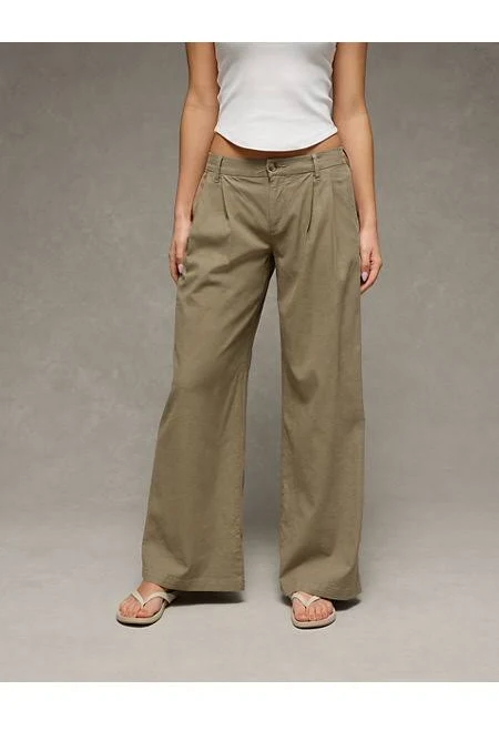 trousers AE Women's Low-Rise Linen-Blend Trousers American Eagle Outfitters $52.46