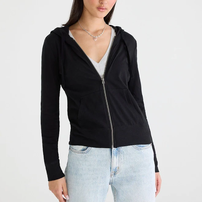 outerwear Aeropostale Women's Lightweight Full-Zip Cotton Hoodie Aeropostale.com $19.75