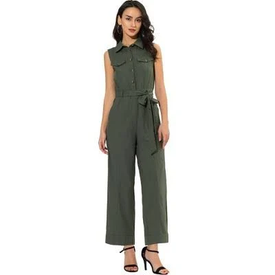 jumpsuit Allegra K Women's Collared Wide Leg Tie-Waist Cargo Jumpsuit Target $50.99