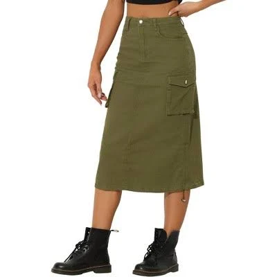 maxi skirt Allegra K Women's Midi Skirt Flap Pocket Back Slit Drawstring Cargo Skirt Target $48.99