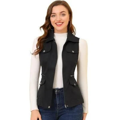 outerwear Allegra K Women's Sleeveless Zip-Up Cargo Vest with Pockets Target $45.99