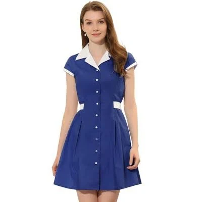 dress Allegra K Women's Vintage Button Down Flat Collar Belted Mini Shirt Dress Target $43.99