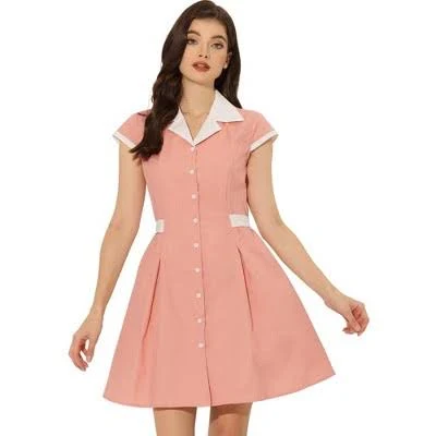 dress Allegra K Women's Vintage Button Down Flat Collar Belted Mini Shirt Dress Target $43.99