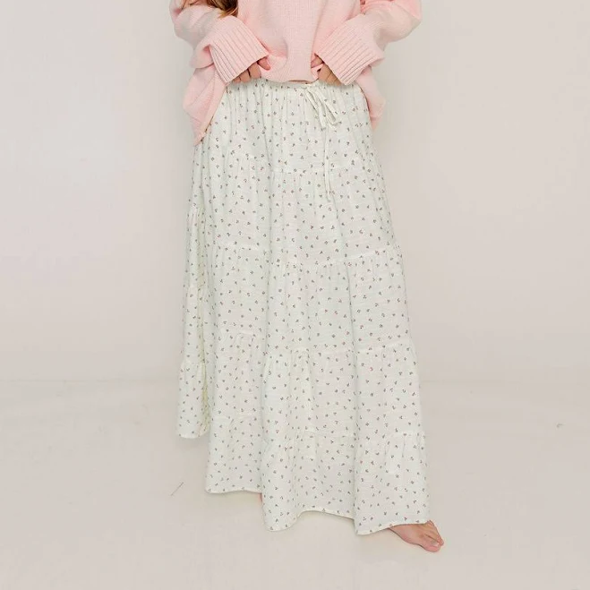 bottoms Alma Floral Print Tiered Maxi Skirt Worth Collective $68