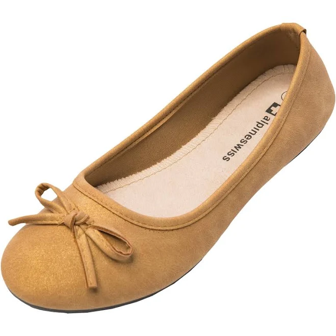 shoes Alpine Swiss Polly Women's Slip-On Round Toe Vegan Leather Ballet Flats with Bow Target $17.99