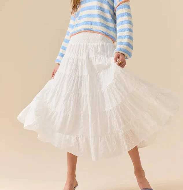 bottom Altar'd State Lynley Tiered Cotton Midi Skirt Altar'd State $28.99