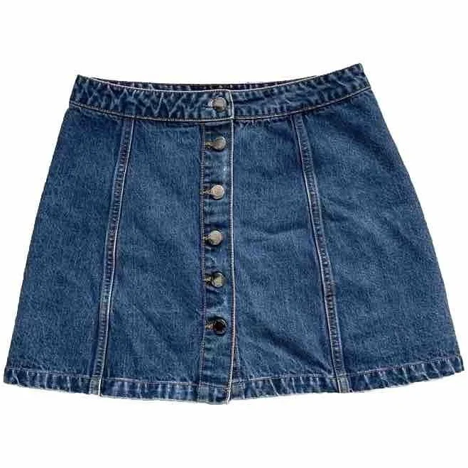 skirt American Apparel Denim Button Front A-line Mini Skirt Medium Wash Xs/s eBay $12