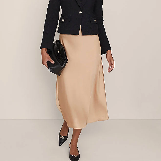 skirt Ann Taylor Women's Satin Bias Midi Slip Skirt Ann Taylor $69.92