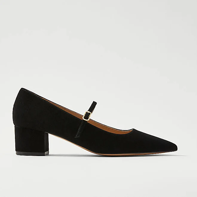 shoes Ann Taylor Women's Suede Pointy Toe Block Heel Pump Ann Taylor $100.8