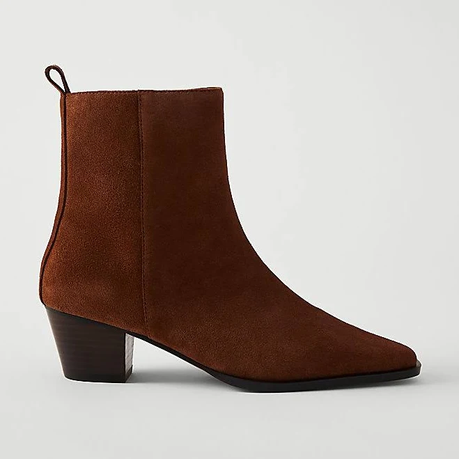 shoes Ann Taylor Women's Tapered Heel Suede Bootie Ann Taylor $51.95