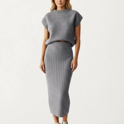 two piece set Anna-Kaci Women's Ribbed Knit Sleeveless Top and High Waist Midi Skirt Target $49.2