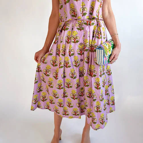 skirt Anne Floral Print Midi Skirt Swoon Boutique New Orleans $49