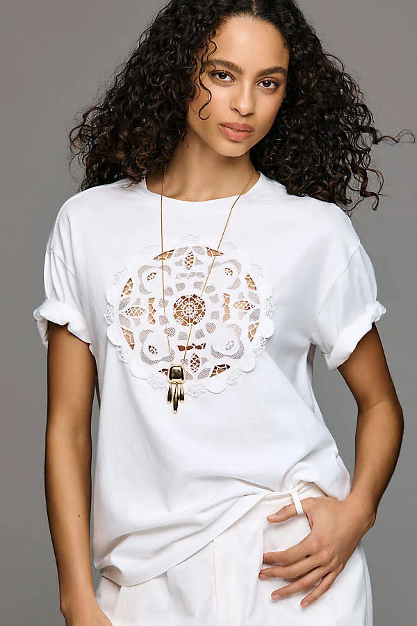 top Anthropologie Crochet Boxy T-Shirt Anthropologie $88