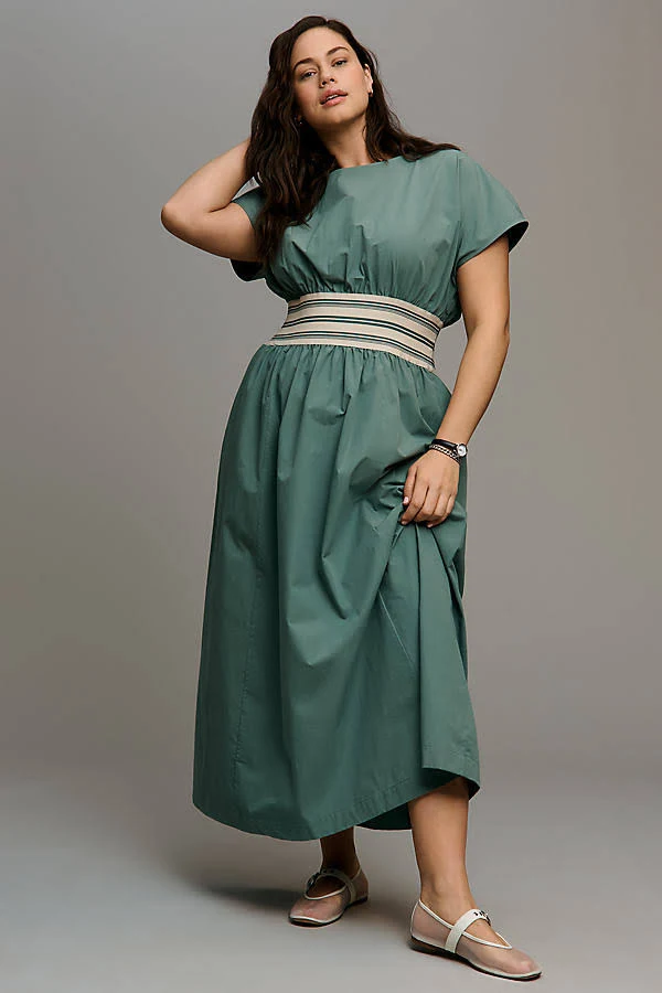 dress Anthropologie Waisted Short-Sleeve A-Line Midi Dress Anthropologie $178