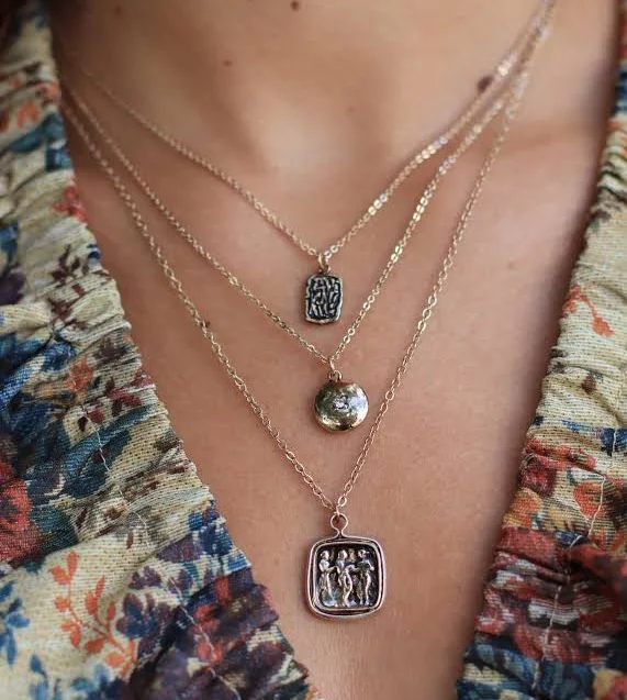 accessory Antique Modern Layered Coin Necklace Golden on Main Boutique $23.75