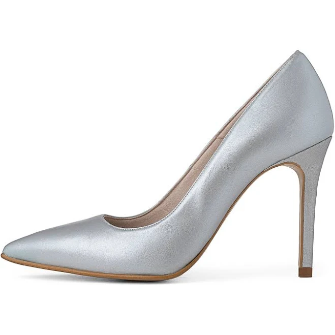 shoes Antonia Saint NY The Vida Classic High Heel Silver Metallic Nappa Comfortable Stiletto Pumps Antonia Saint NY $74