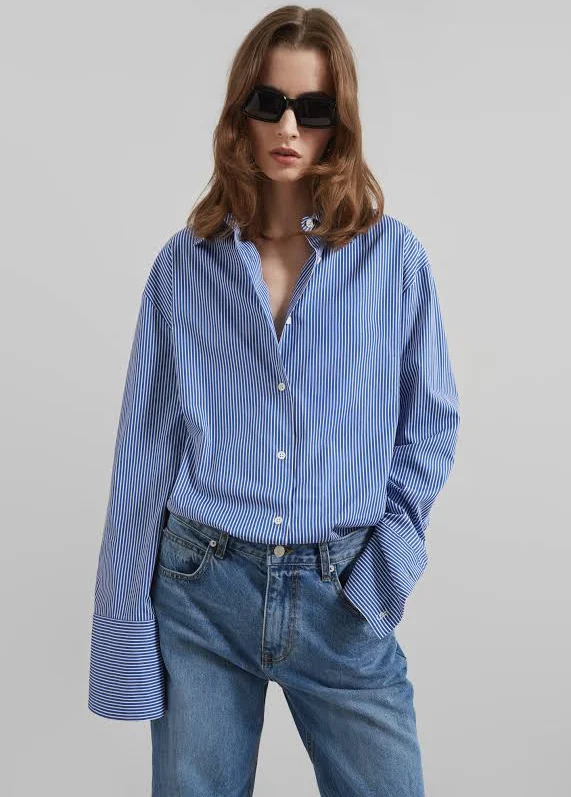 oversized shirt Anvers Striped Cotton Button Up Shirt The Frankie Shop $165