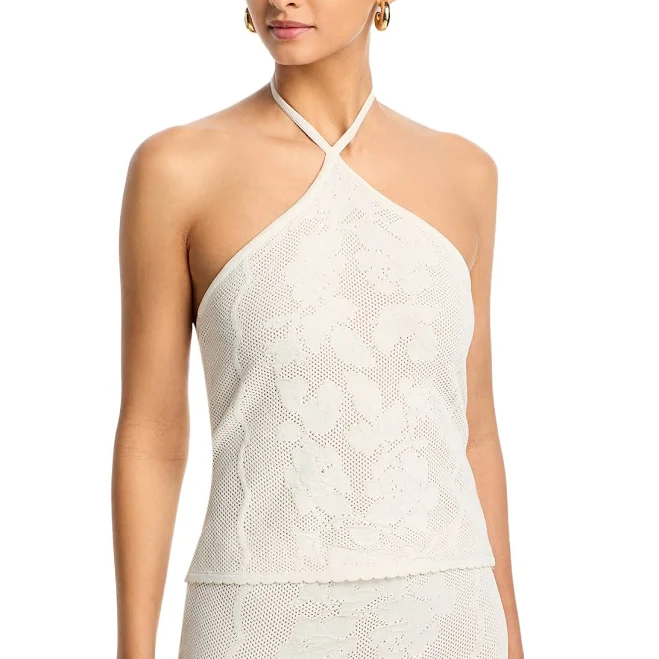 halter top AQUA Women's Placed Crochet Halter Top Bloomingdale's $54.4