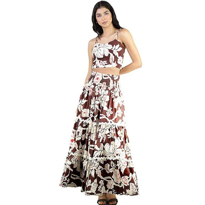 matching set Artyska Women's Floral Print Smocked Crop Top and Maxi Skirt Set Kohl's $50.99