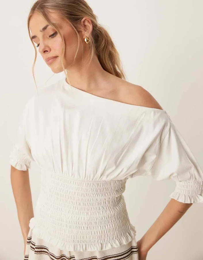 off-shoulder top ASOS Off-Shoulder Shirred Top ASOS $18.74