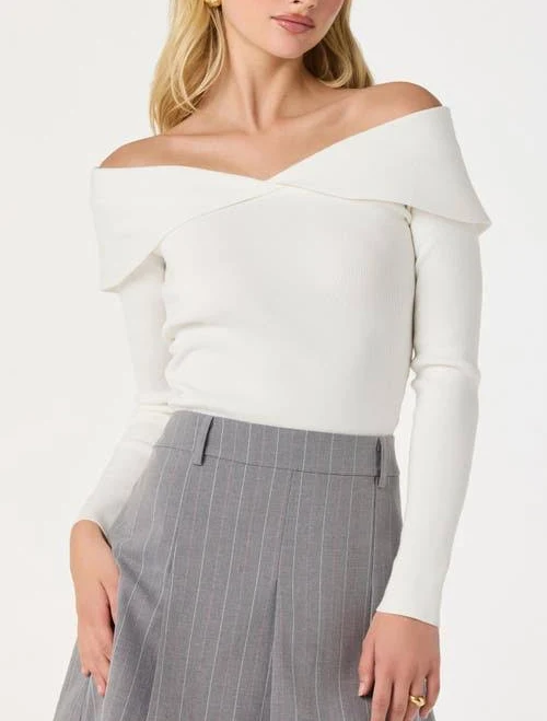 top Astr The Label Women's Off-the-Shoulder Ribbed Sweater Nordstrom $49.99