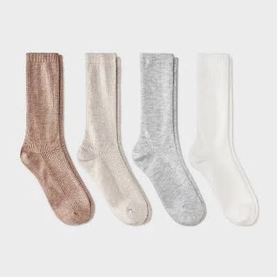 accessory Auden Women's Ultra Soft Everyday Rib-Knit Crew Socks (4 Pack) Target $10