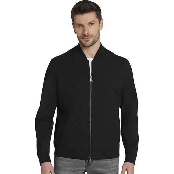 jacket Awearness Kenneth Cole Men’s Slim Fit Stretch Bomber Jacket in Black – Medium Casual Zip Front Polyester Blend Outerwear Men's Wearhouse $99.99