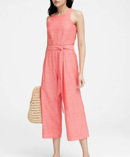 jumpsuit Banana Republic Linen-cotton Cropped Jumpsuit, Coral Orange Sz 12 eBay - ivoryjorama724 $58.39