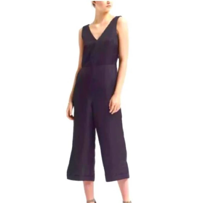 jumpsuit Banana Republic Women’s V-neck Linen Blend Wide Leg Jumpsuit Navy 00p eBay - aefranks $53.1