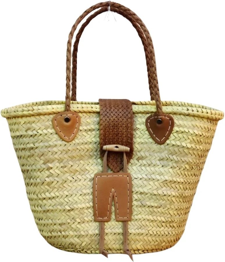 bag Beach Market Handwoven Leather-Trimmed Straw Tote Bag Marrakeche Crafts $93