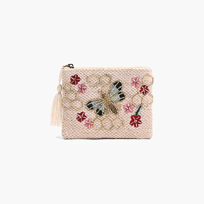 bag Beaded Bee Embellished Rose Gold Mini Pouches America & Beyond $38