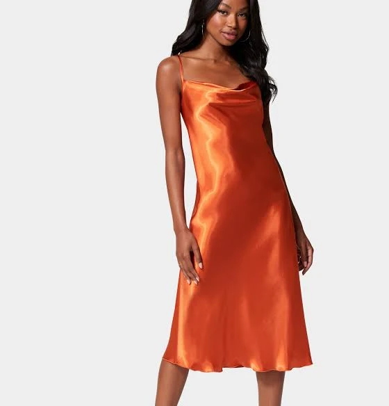 cowl neck Bebe Women's Dresses Bebe Cowl Neck Midi Satin Slip Dress Poshmark $59